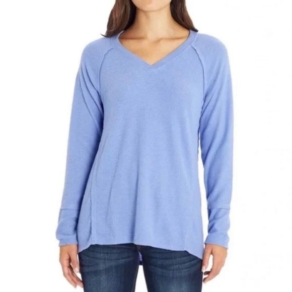 Wildfox Haley Brushed Top V-Neck Long Sleeve Stretch Pullover Purple Women L - Picture 1 of 7